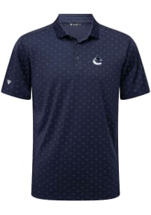Levelwear Vancouver Canucks Mens Navy Blue Detect Embroidered Short Sleeve Polo