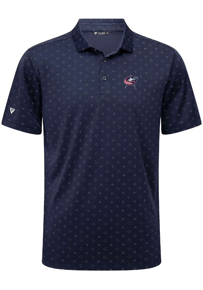 Levelwear Columbus Blue Jackets Mens Navy Detect Embroidered Short Sleeve Polo