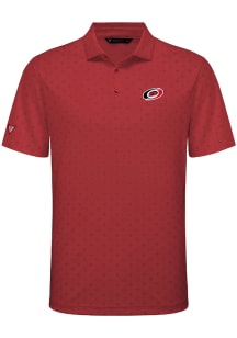 Levelwear Carolina Hurricanes Mens Red Detect Embroidered Short Sleeve Polo