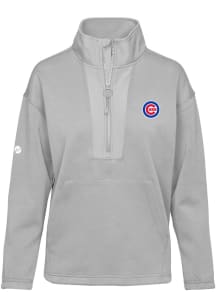 Levelwear Chicago Cubs Womens Grey Await 1/4 Zip Pullover