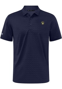 Levelwear Milwaukee Brewers Mens Navy Blue System Short Sleeve Polo