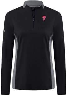 Levelwear Philadelphia Phillies Womens Black Moxie 1/4 Zip Pullover