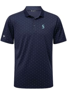 Levelwear Seattle Mariners Mens Navy Blue Detect Short Sleeve Polo