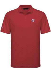 Levelwear Washington Nationals Mens Red Detect Short Sleeve Polo