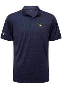 Levelwear Milwaukee Brewers Mens Navy Blue Detect Short Sleeve Polo