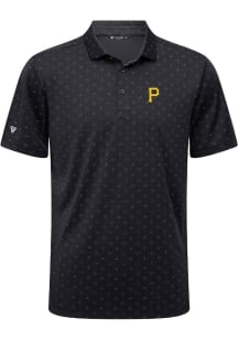 Levelwear Pittsburgh Pirates Mens Black Detect Short Sleeve Polo