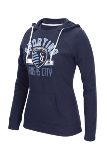 Adidas Sporting Kansas City Womens Navy Blue Arch Banner Hooded Sweatshirt