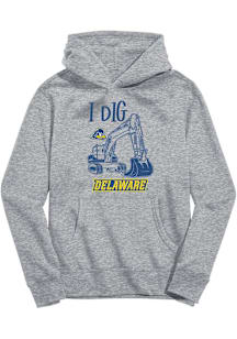 Vive La Fete Delaware Fightin' Blue Hens Youth Grey Excavator Long Sleeve Hoodie
