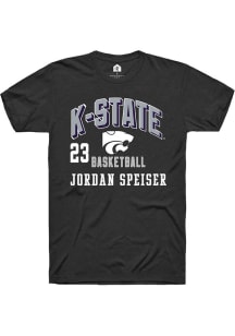 Jordan Speiser Rally Mens Black K-State Wildcats NIL Arch Logo Player T Shirt