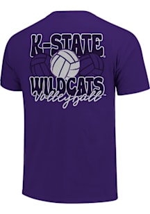 K-State Wildcats Girls Purple Volleyball Stack Short Sleeve Tee