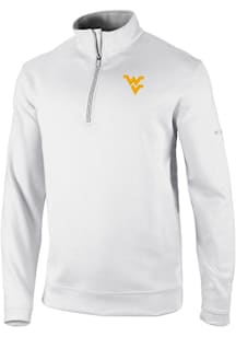 Columbia West Virginia Mountaineers Mens White Heat Seal Omni Wick Wickhams Hills Long Sleeve Qtr..