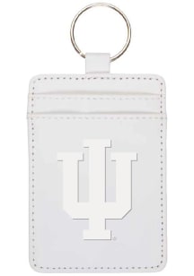 White Indiana Hoosiers Leatherette Vertical ID Keychain