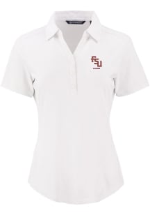Cutter and Buck Florida State Seminoles Womens White Alumni Forge Eco Polo Short Sleeve Polo Shirt