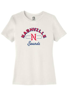 Summit Sportswear Nashville Sounds Womens White Vintage Arch Script Short Sleeve T-Shirt