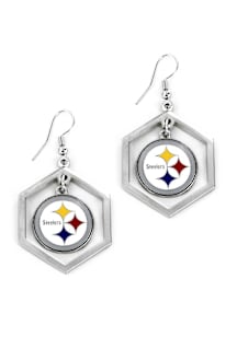 Pittsburgh Steelers Hexagon Cutout Womens Earrings