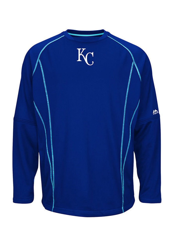 Majestic Kansas City Royals Mens Blue On-Field Practice Pullover Pullover Jackets