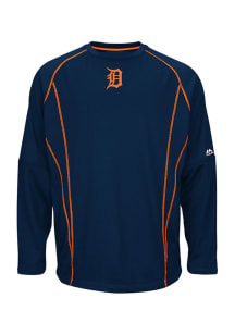 Majestic Detroit Tigers Mens Navy Blue On-Field Practice Pullover Pullover Jackets