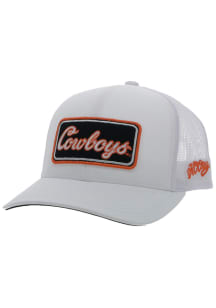 Hooey Oklahoma State Cowboys Rectangle Patch Trucker Adjustable Hat - White