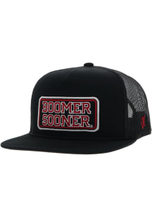 Hooey Oklahoma Sooners Black Rectangle Patch Mesh Mens Snapback Hat