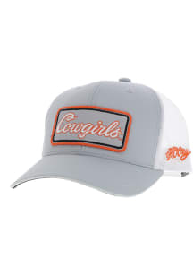 Hooey Oklahoma State Cowboys Rectangle Patch Trucker Adjustable Hat - Grey