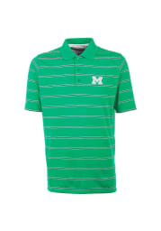 Antigua Michigan Wolverines Mens Green Deluxe Short Sleeve Polo