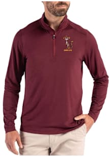 Cutter and Buck Minnesota Golden Gophers Mens Maroon Vault Coastline Long Sleeve Qtr Zip Pullover