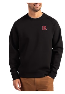 Mens Rutgers Scarlet Knights Black Cutter and Buck Roam Crew Sweatshirt