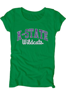 K-State Wildcats Womens Green Dyed Scoopneck Short Sleeve T-Shirt