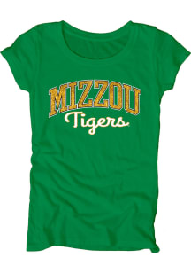 Missouri Tigers Womens Green Dyed Scoopneck Scoop T-Shirt