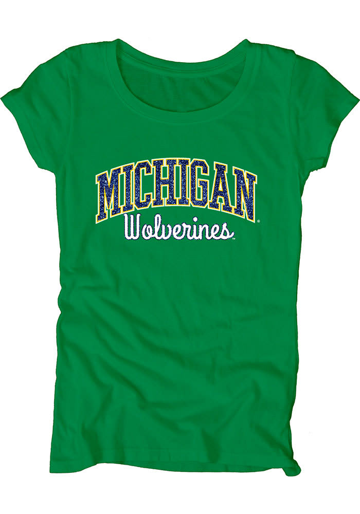 Michigan Wolverines Womens Green Dyed Scoopneck Scoop T-Shirt
