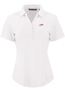 Cutter and Buck SMU Mustangs Womens White Vault Forge Eco Polo Short Sleeve Polo Shirt