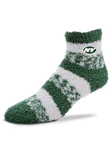 New York Jets Pro Stripe Fuzzy Womens Quarter Socks