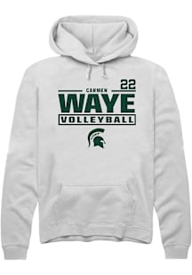 Carmen Waye Michigan State Spartans Mens White NIL Stacked Box Player Hood