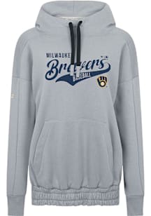 Levelwear Milwaukee Brewers Womens Grey Waterfall Glide Hooded Sweatshirt