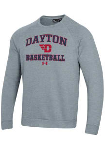 Under Armour Dayton Flyers Mens Grey Basketball Rival Long Sleeve Crew Sweatshirt