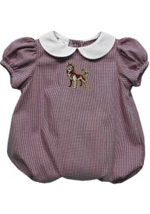 Vive La Fete Bloomsburg University Huskies Baby Maroon Gingham Collar Short Sleeve One Piece