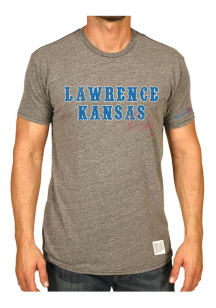 Original Retro Brand Kansas Jayhawks Grey Lawrence Short Sleeve Fashion T Shirt