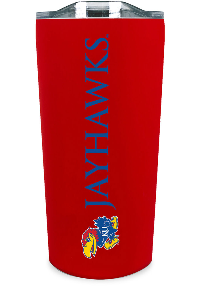 Kansas Jayhawks Team Logo 18oz Soft Touch Stainless Steel Tumbler - Red