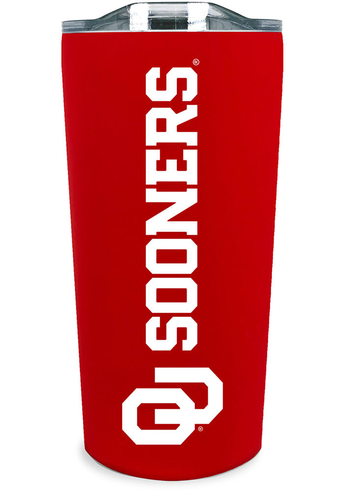Oklahoma Sooners Team Logo 18oz Soft Touch Stainless Steel Tumbler - Red