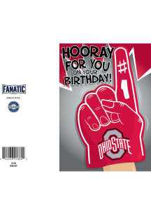 Red Ohio State Buckeyes 1 Finger Happy Birthday Card