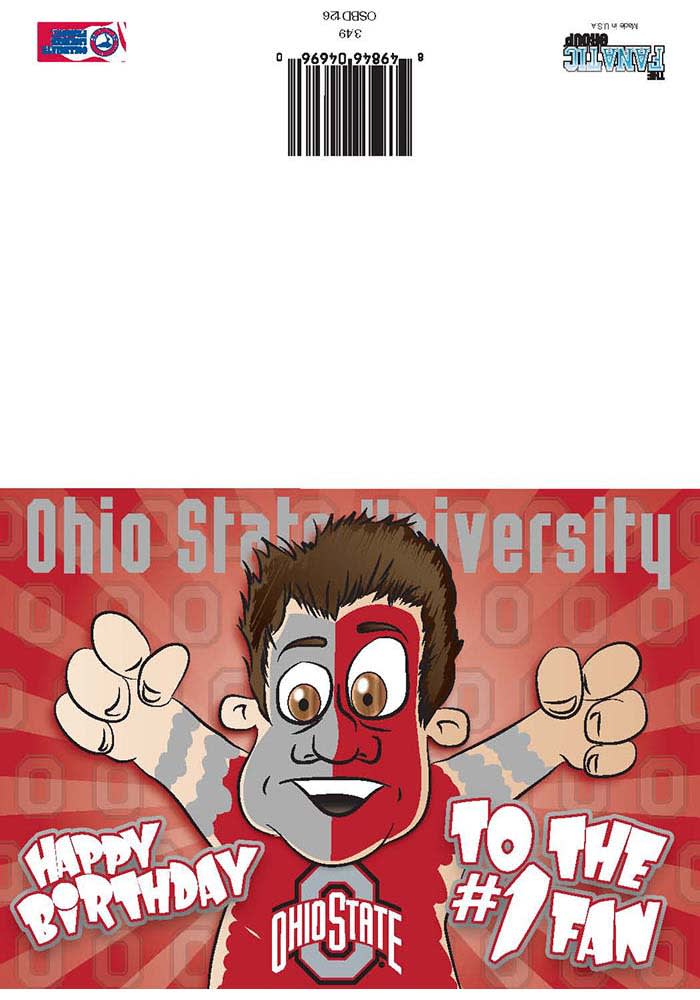 Ohio State Buckeyes Red 1 Fan Happy Birthday Card