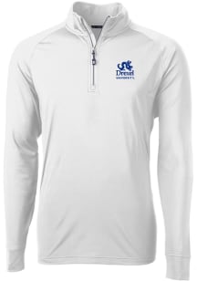 Mens Drexel Dragons White Cutter and Buck Adapt Knit Academic Qtr Zip Pullover