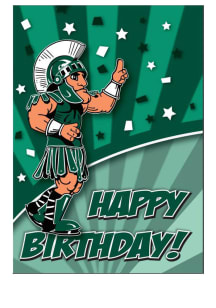 Green Michigan State Spartans Mascot Happy Birthday Card