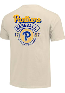 Pitt Panthers Ivory Modern Stripes Baseball Short Sleeve T Shirt
