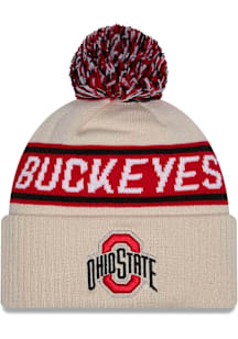 New Era Ohio State Buckeyes Natural DL Team Slogan Pom Cuff Mens Knit Hat