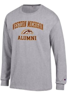 Mens Western Michigan Broncos Grey Champion Logo Alumni Jersey Tee