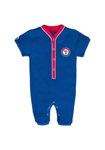Texas Rangers Baby Blue Outfield Coverall Short Sleeve One Piece
