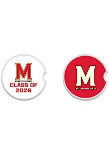 White Maryland Terrapins Class of 2026 Set of 2 Car Coaster