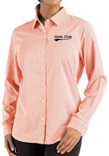 Cutter and Buck Idaho State Bengals Womens Vault Epic Confidence Gingham Long Sleeve Orange Dress..