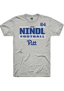 Josh Nindl Pitt Panthers Ash Football NIL Stacked Box Short Sleeve Player T Shirt